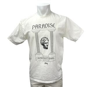 Stussy Paradise Men's White Crewneck Short Sleeve Graphic Tee T-shirt Top Size M